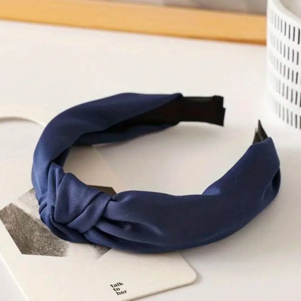 Navy blue satin headband